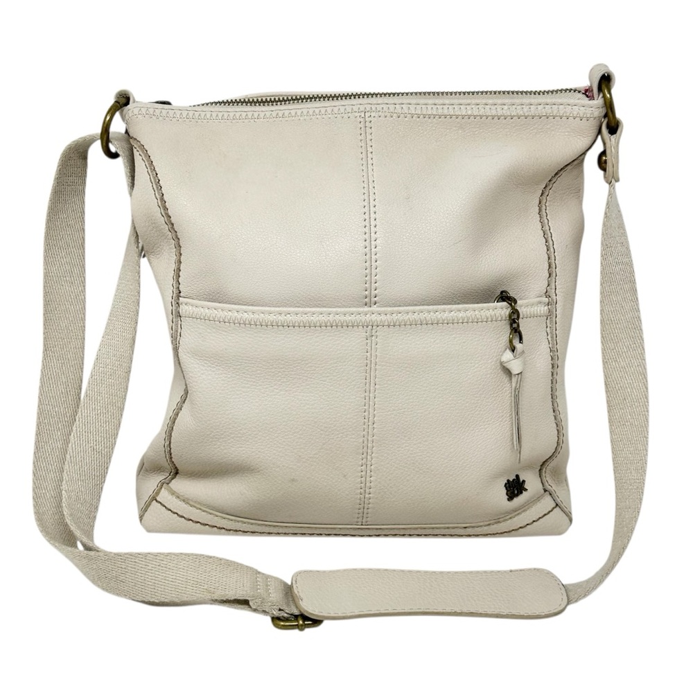 The Sak Iris Leather Crossbody Bag Cream Ivory Off-White